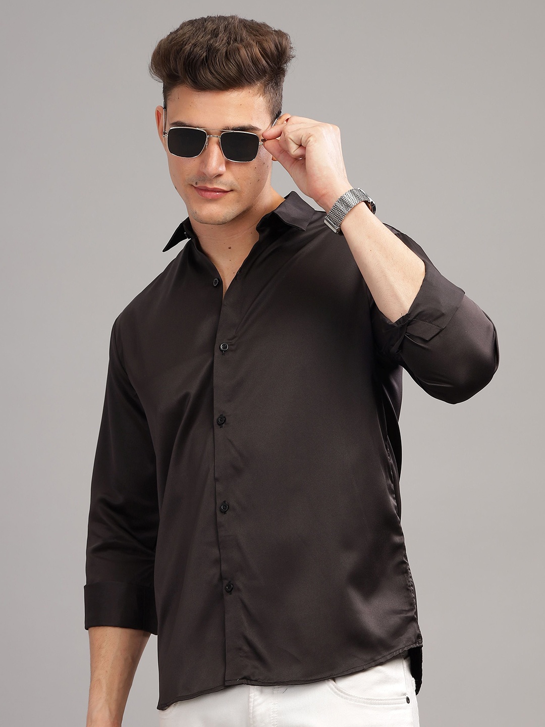 

BS BLUE SQUAD Men Slim Fit Opaque Casual Shirt, Black