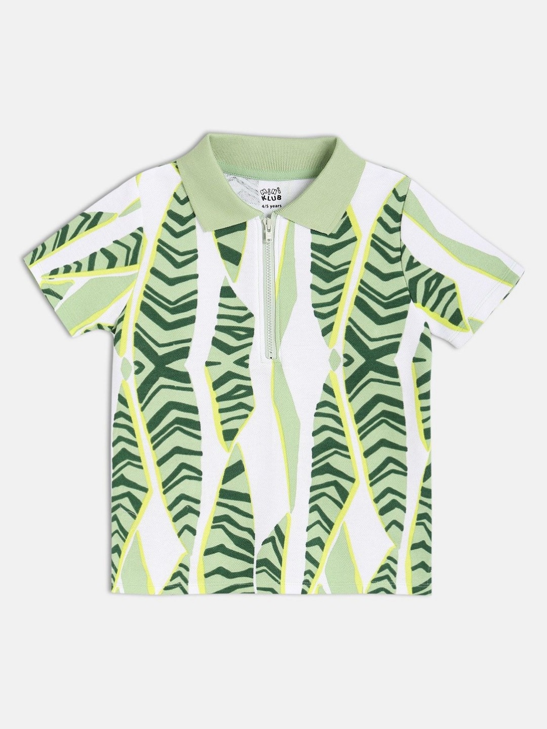 

MINI KLUB Boys Abstract Printed Polo Collar Pure Cotton T-shirt, White