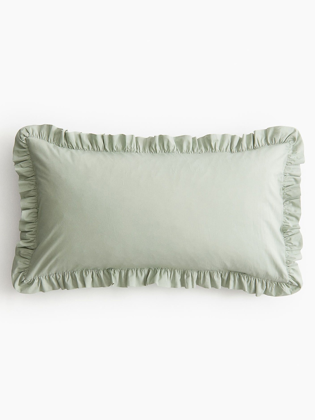 

H&M Frill-Trimmed Cotton Cushion Cover, Green