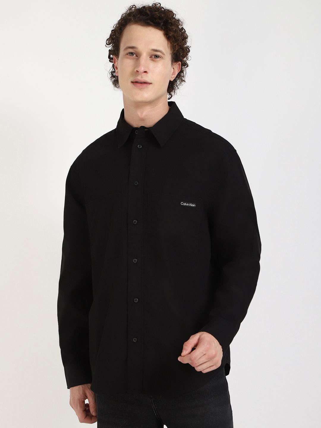 

Calvin Klein Jeans Men Opaque Casual Shirt, Black