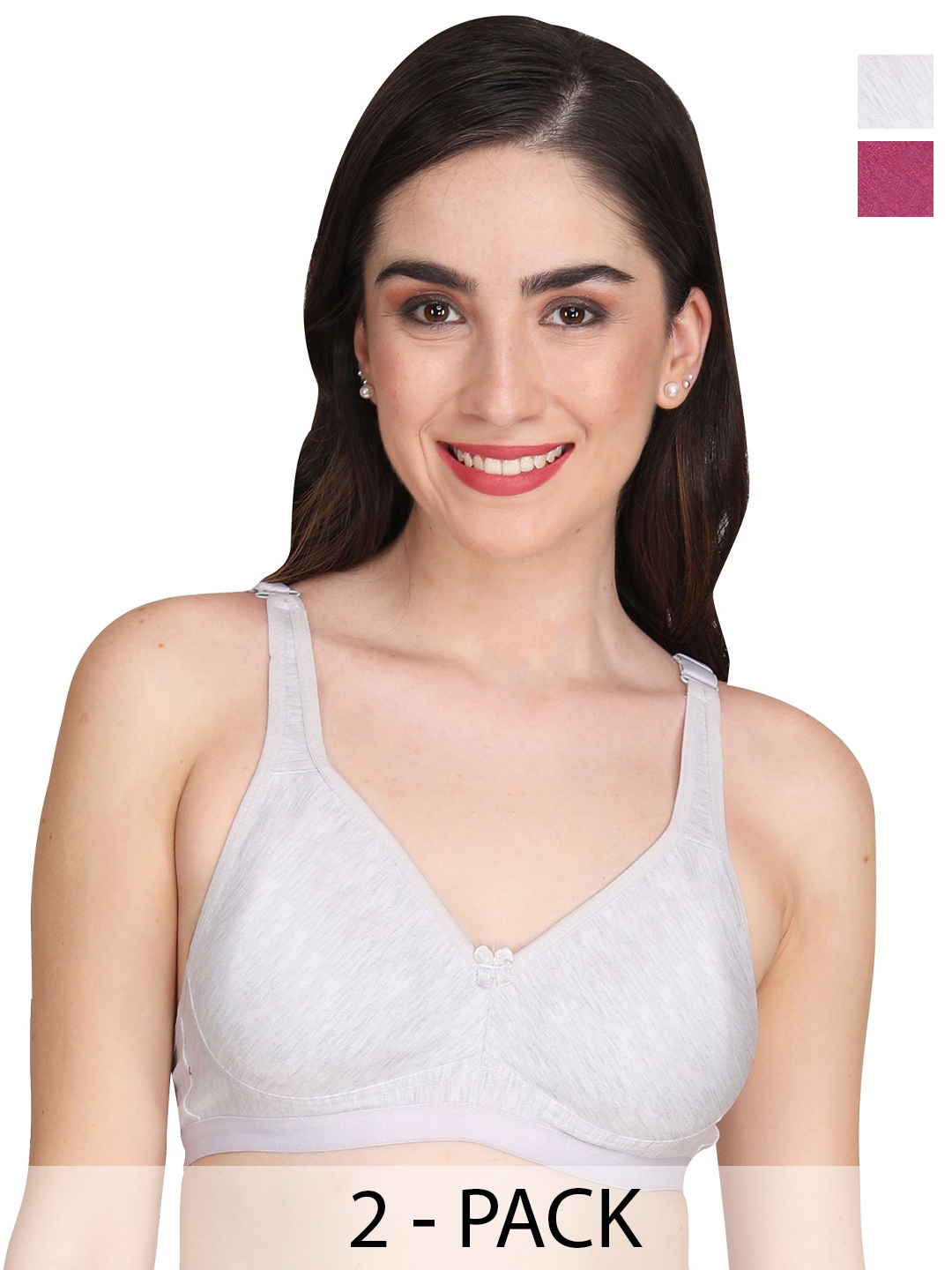 

Liigne Women Pack Of 2 Non-Wired Full Coverage Bra, Grey