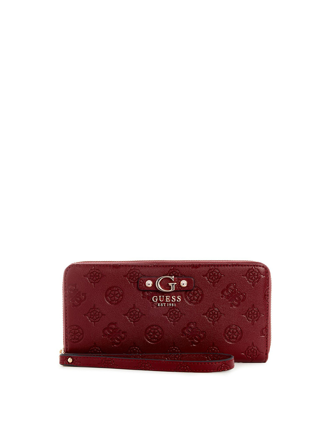 

GUESS Women Printed PU Zip Around Wallet, Red