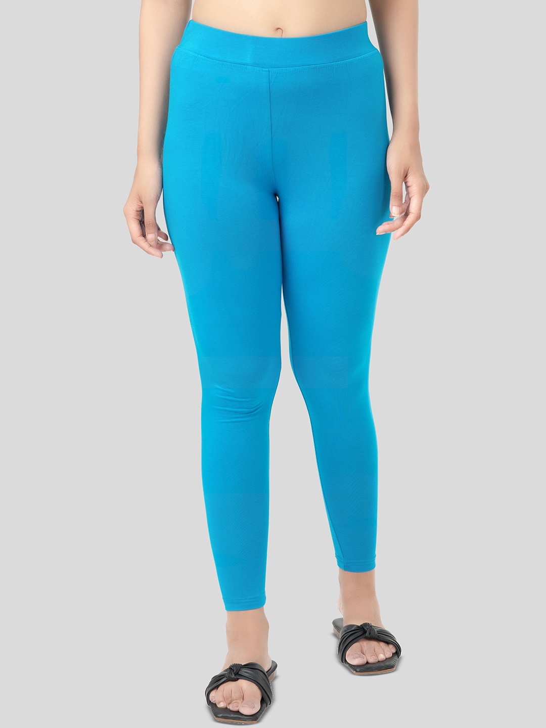 

Selsia Women Pure Cotton Ankle-Length Leggings, Blue
