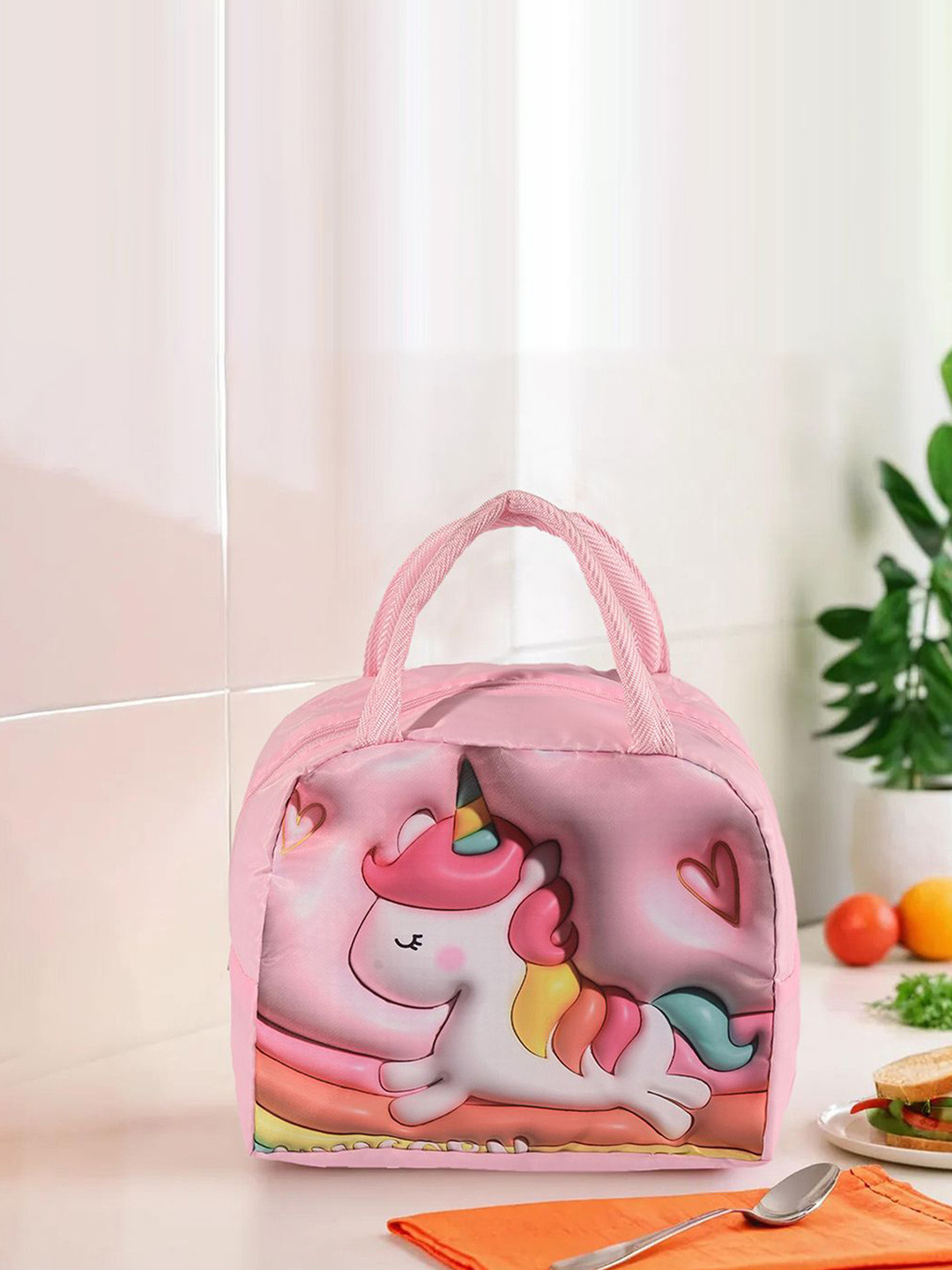 

Kuber Industries Other Prints Waterproof Lunch bags Travel Accessory, Pink