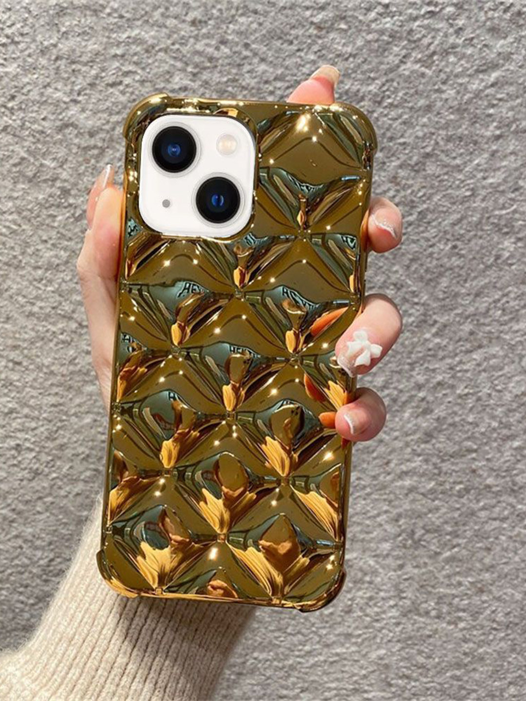 

Luxury Kase Solid Printed iPhone 15 Back Case Mobile Accessories, Gold