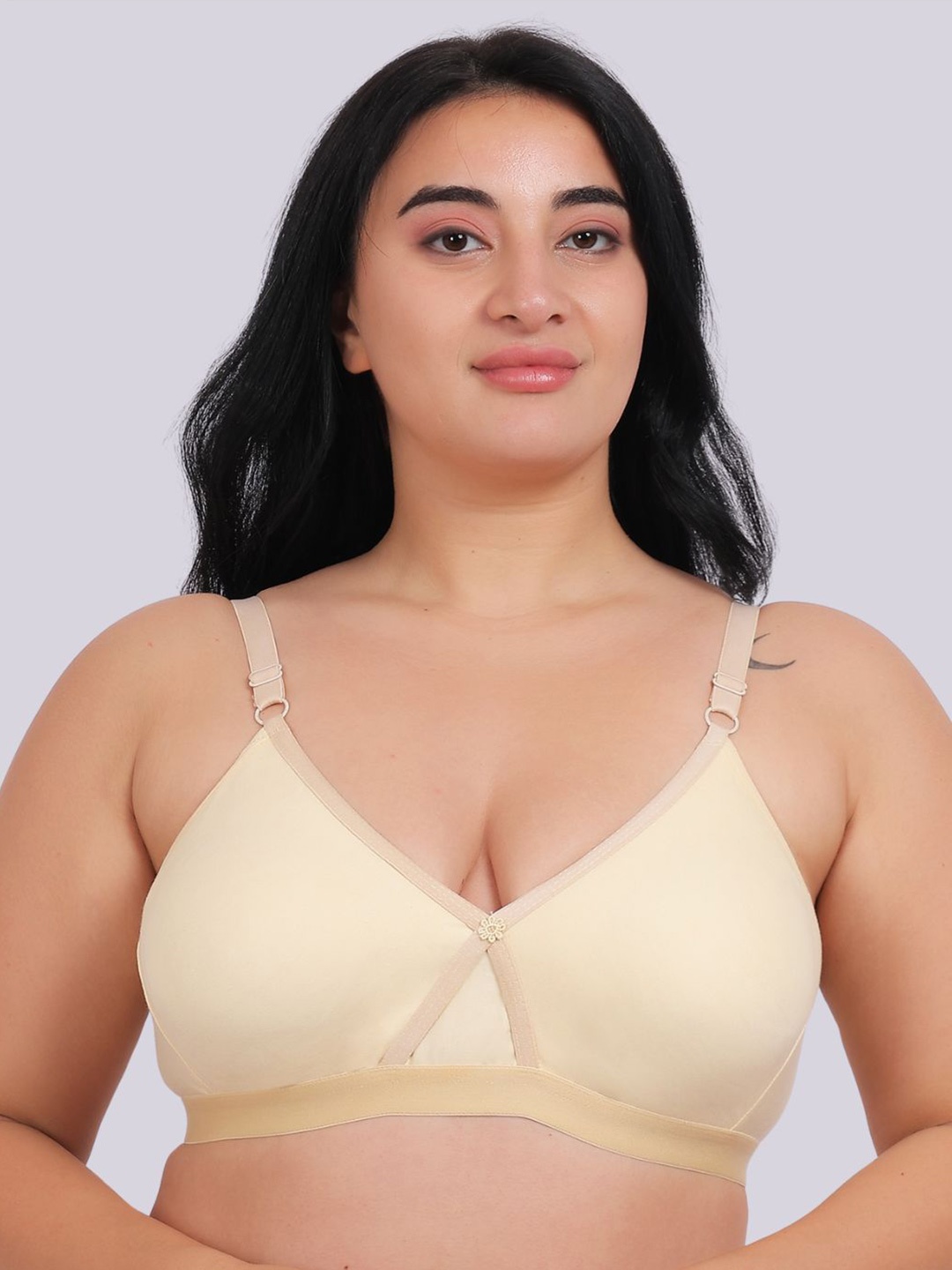 

Fabme Women Pack of 2 Full Coverage Cotton Everyday Bras, Nude