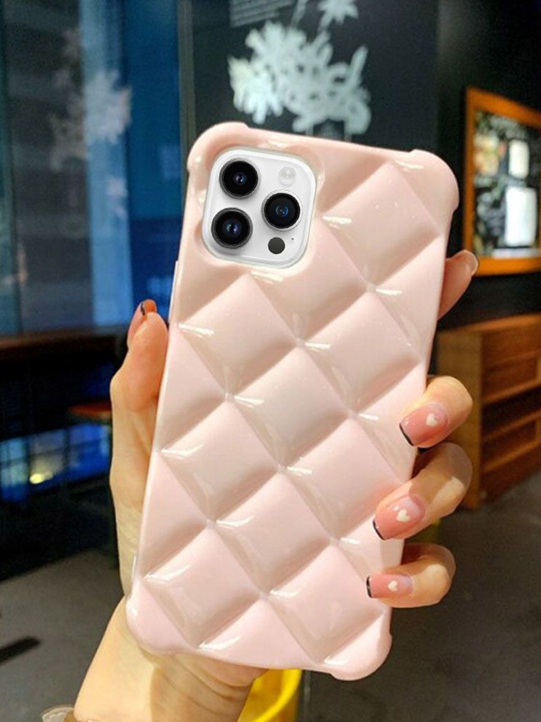 

Luxury Kase Solid Printed iPhone 14 Pro Back Case Mobile Accessories, Pink