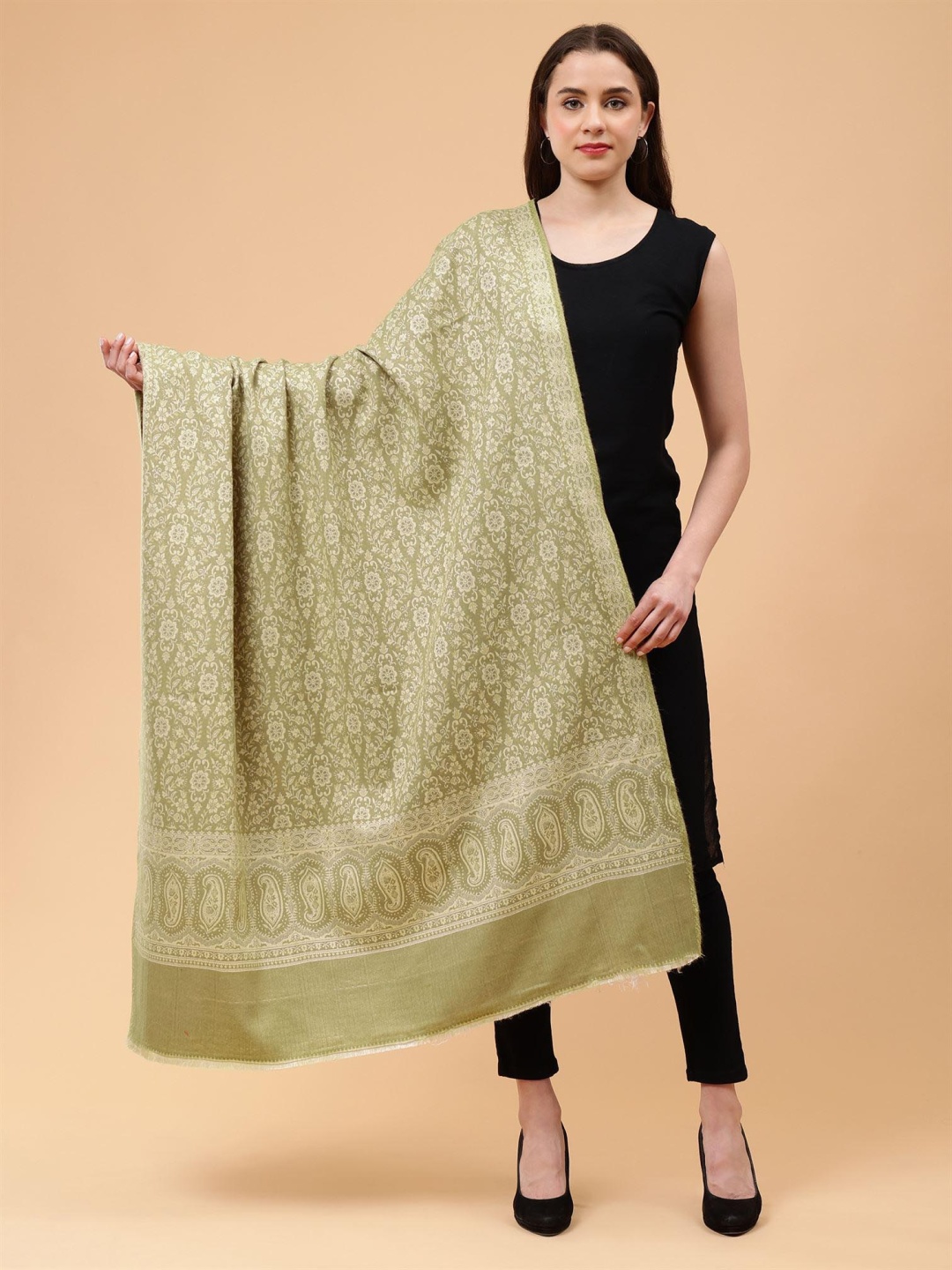 

Moda Chales Paisley Woven Design Shawl, Green