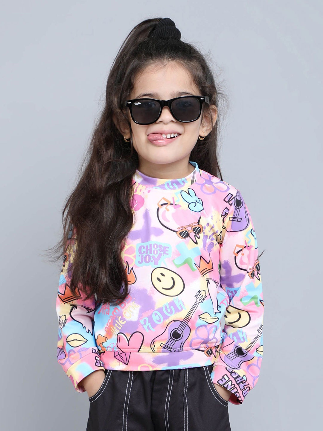 

taffykids Girls Printed Sweatshirt, Pink