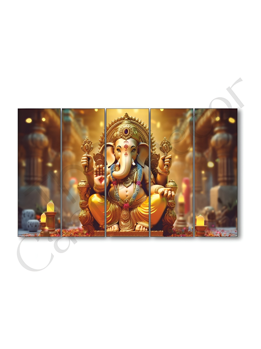 

The Castle Decor Yellow & Beige 5 Piece Paper Religious Wall Paintings