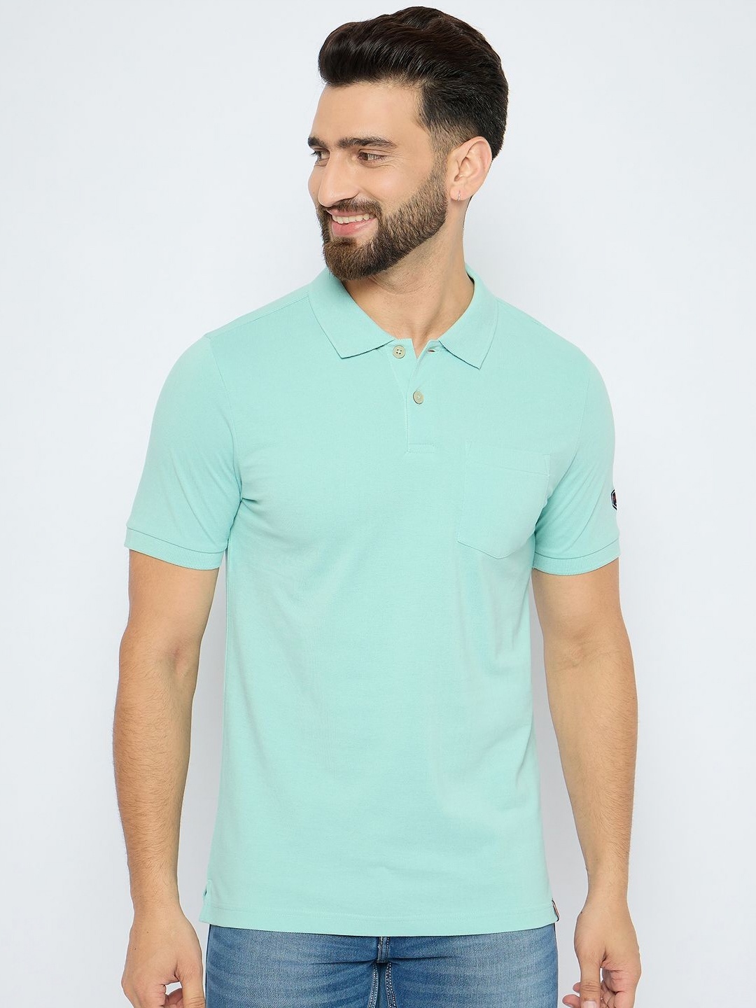 

AXMANN Men Solid Polo Collar Cotton Casual T-shirt, Blue