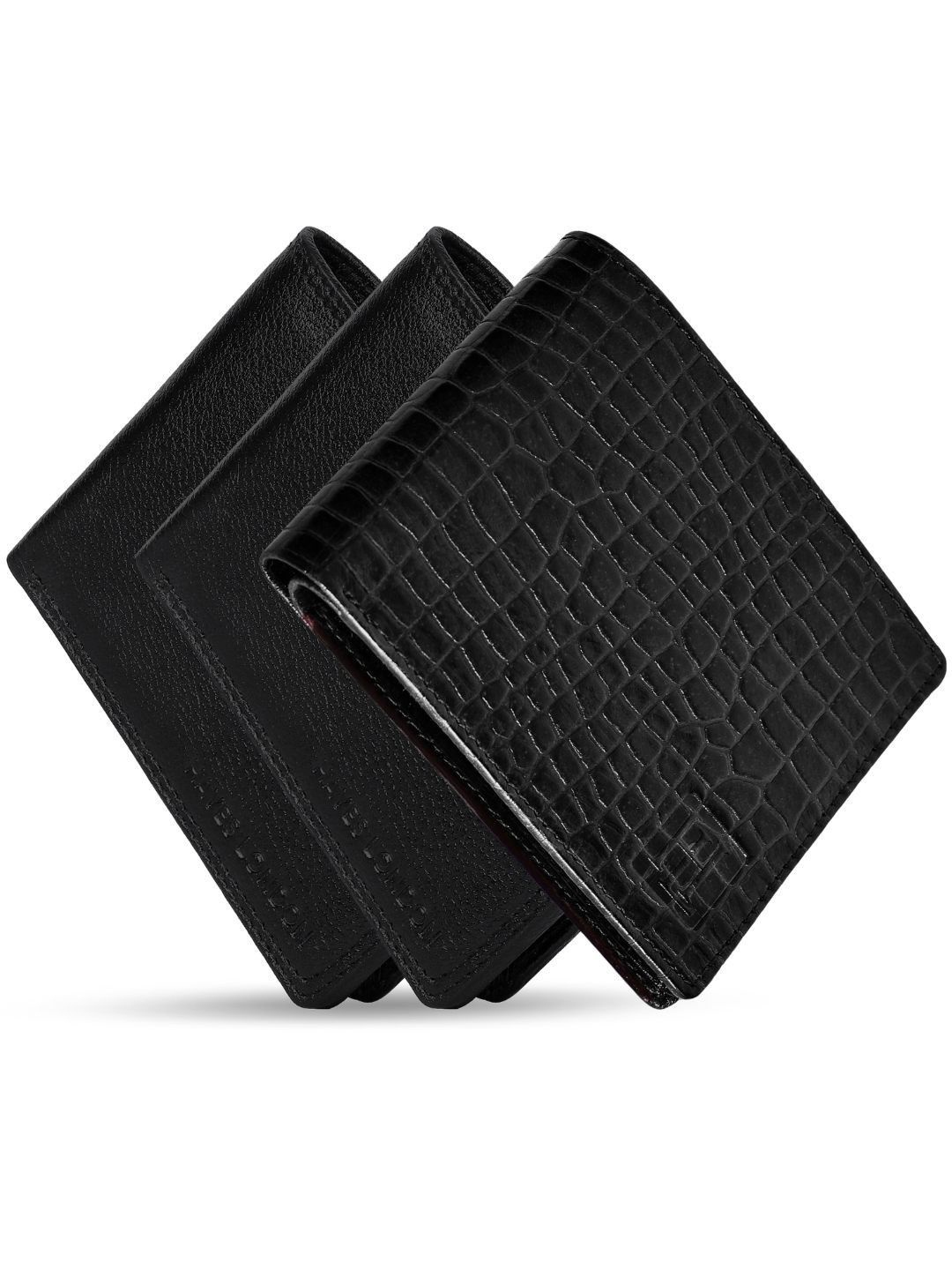

Hayes London Men Wallets Pack of 3 Genuine Leather with RFID Blocking Combo, Black