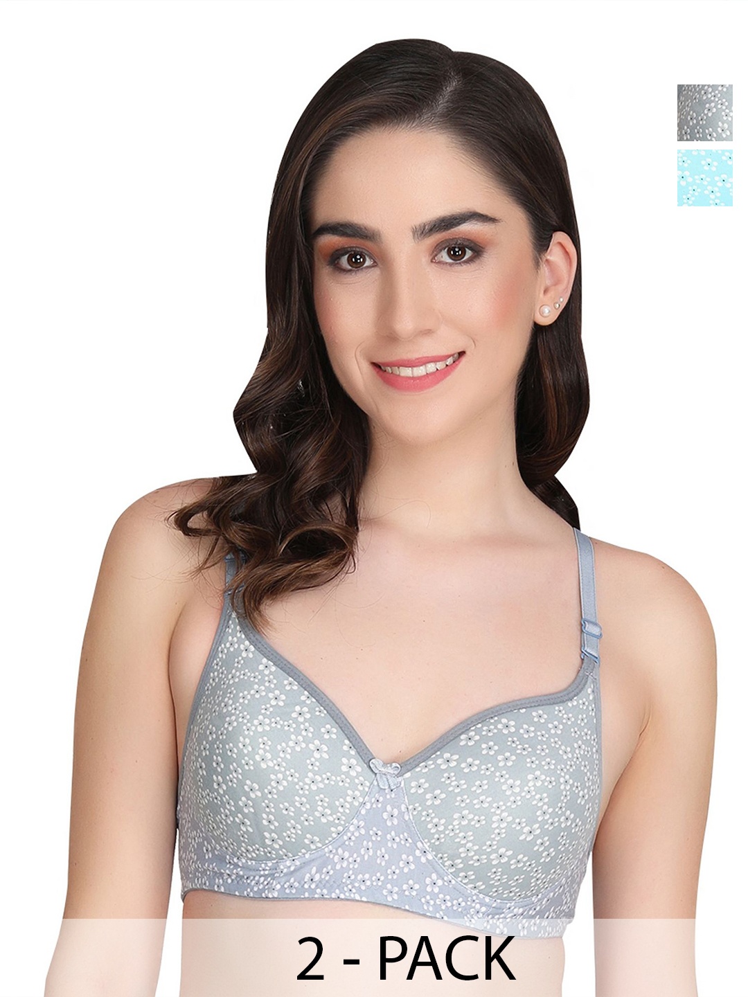 

Liigne Floral Bra Full Coverage Lightly Padded, Blue