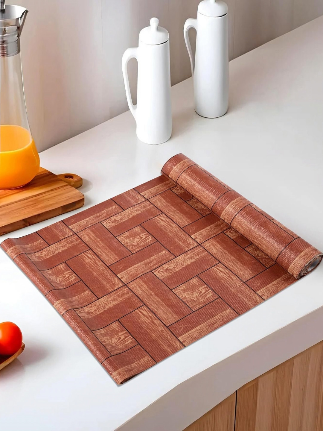 

REVEXO Brown & Beige Geometric Printed Water Resistant Cabinet Shelf Mat