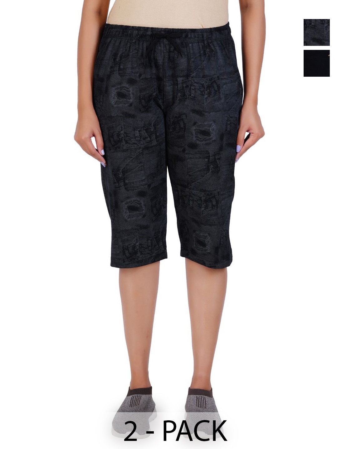 

GUIDE Women Printed Capris, Black