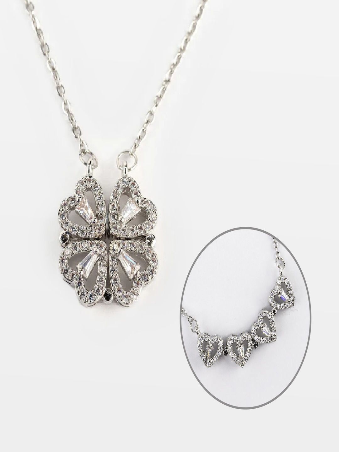 

Mesmerize Silver Clover Magnetic Necklace with 9 promises card
