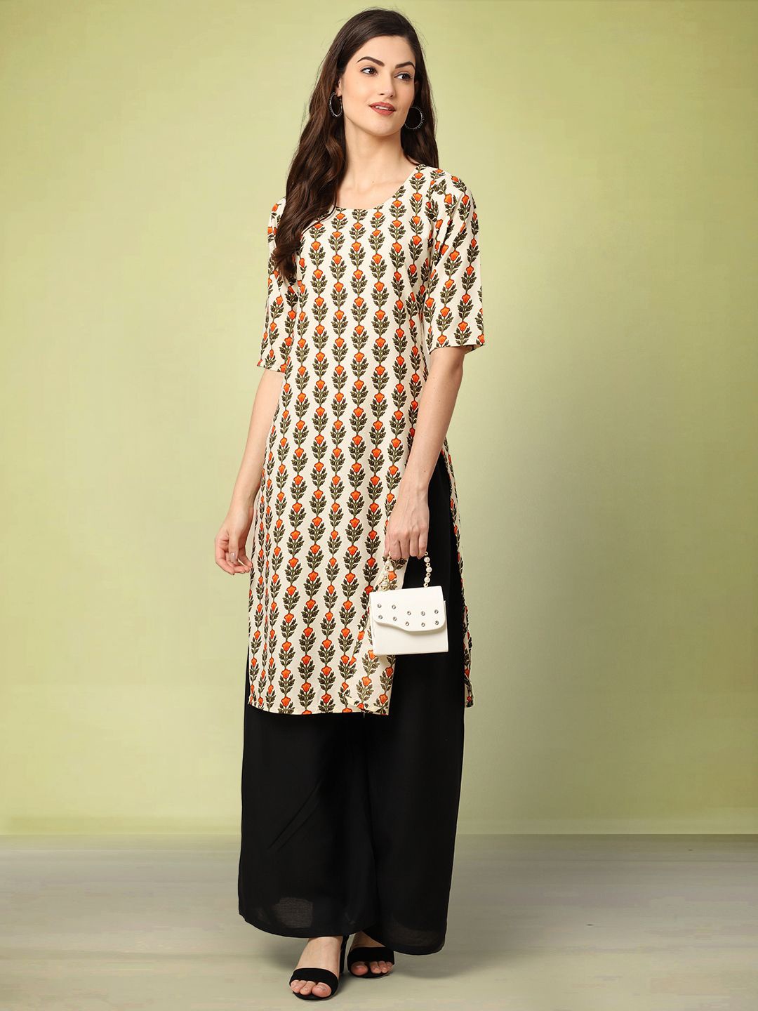 

Moda Rapido Printed Straight Kurta, Off white