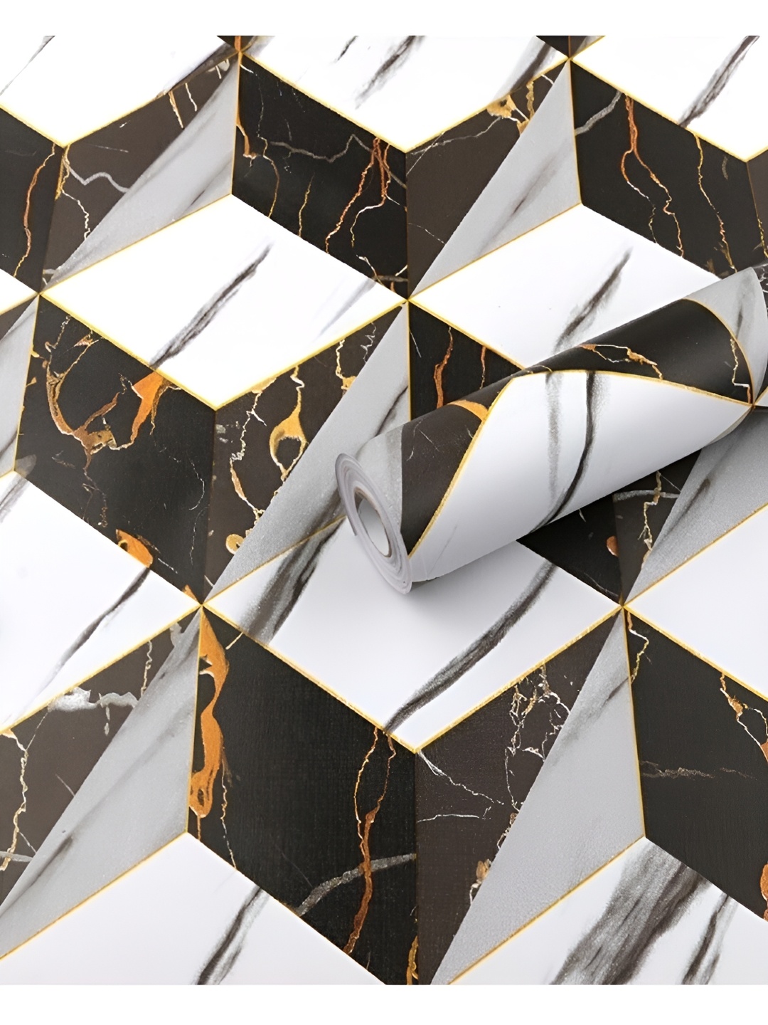 

ANNA CREATIONS White & Black Geometric Printed Decorative Wallpaper