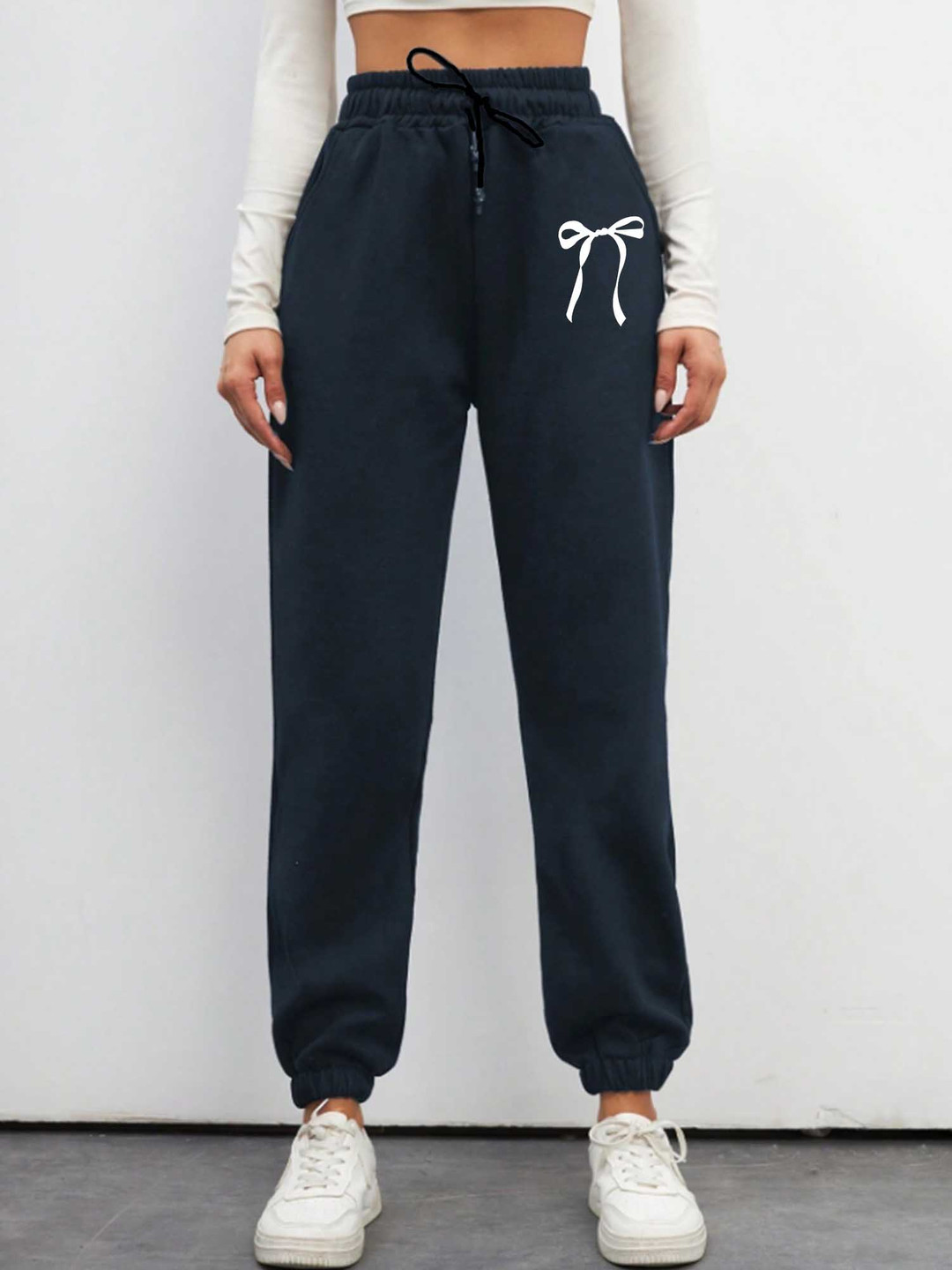 

TABADTOD Women Printed Relaxed Loose Fit Joggers Trousers, Navy blue