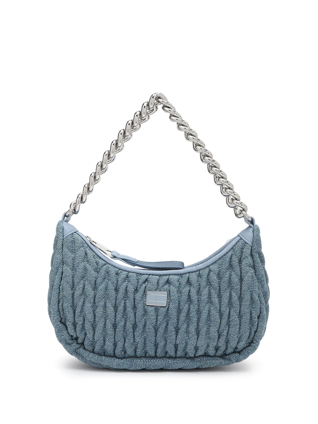 

Tommy Hilfiger Textured Structured Sling Bag with Fringed, Blue