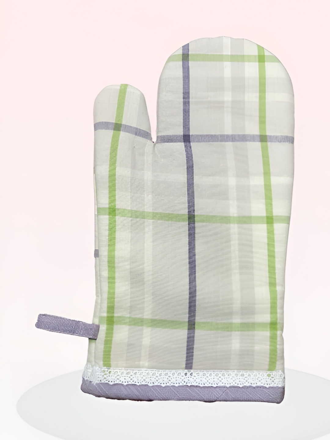 

SAJAVAT White & Purple Checked Pure Cotton Oven Glove