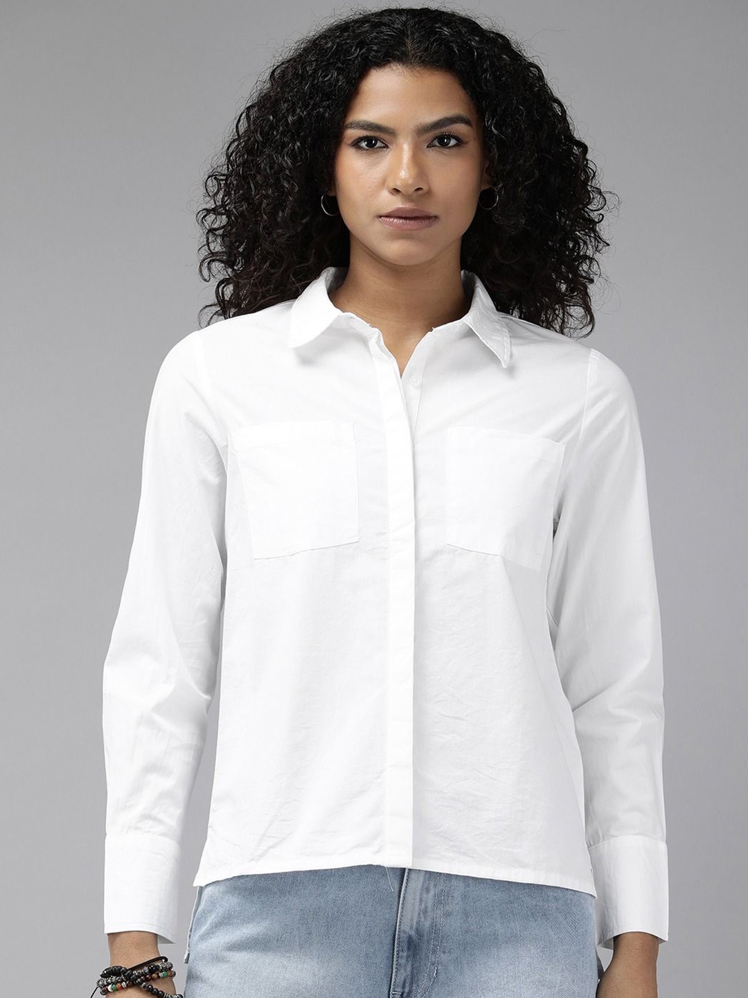 

NANCHI Women Classic Opaque Casual Shirt, White