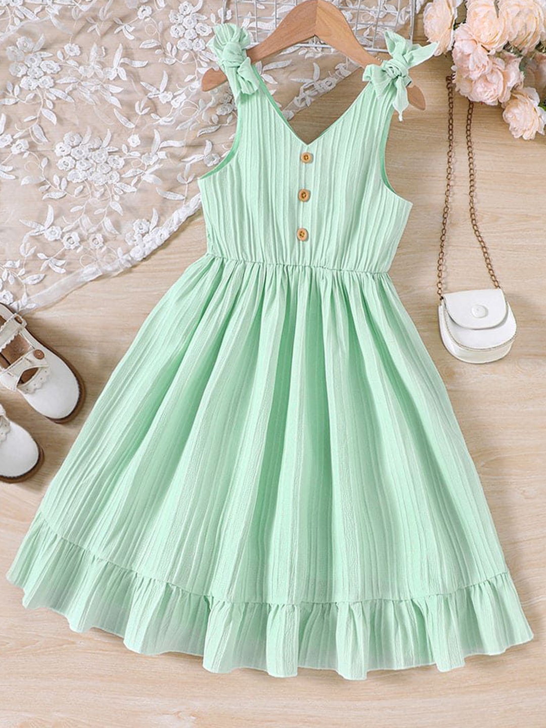 

BAESD Colourblocked A-Line Dress, Green