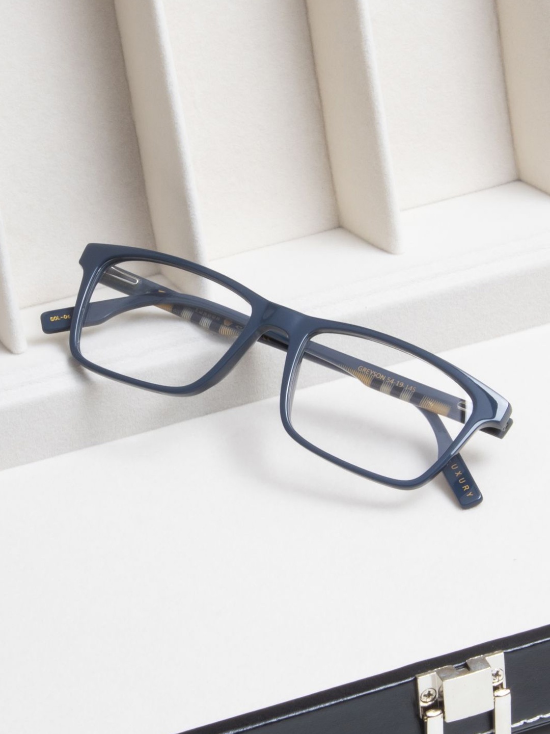 

Ted Smith Unisex Blue Rectangle Premium Acetate Frames