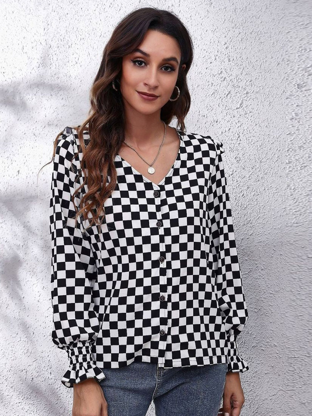 

Oh Rare Geometric Print Top, White