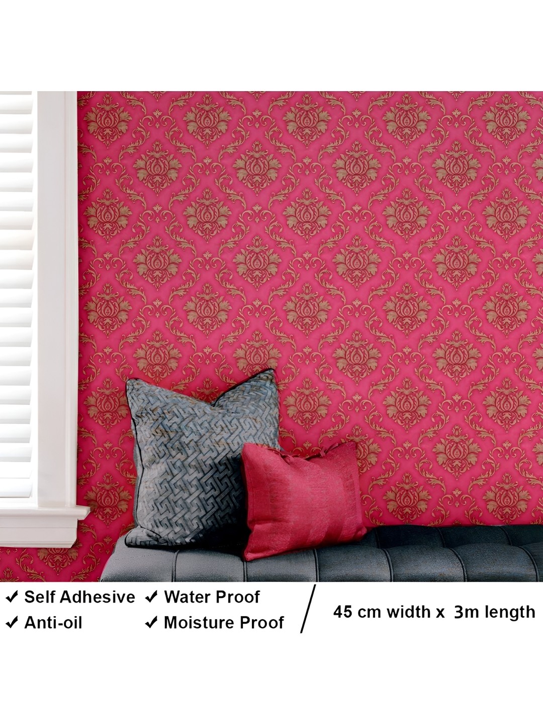 

ANNA CREATIONS Pink & Brown Printed Self-Adhesive Wallpaper