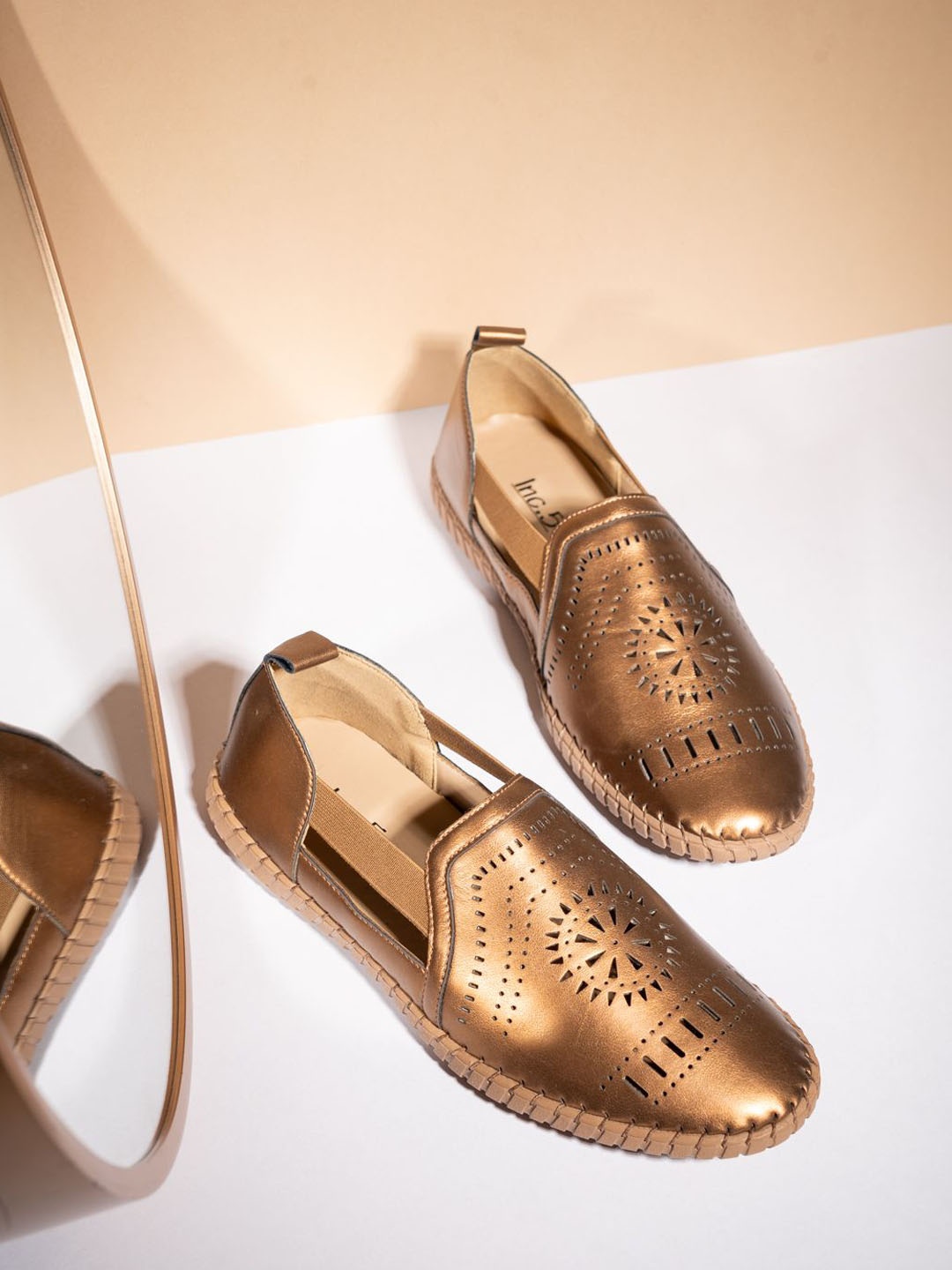 

Inc 5 Women Slip-On Loafers With Laser Cuts, Bronze