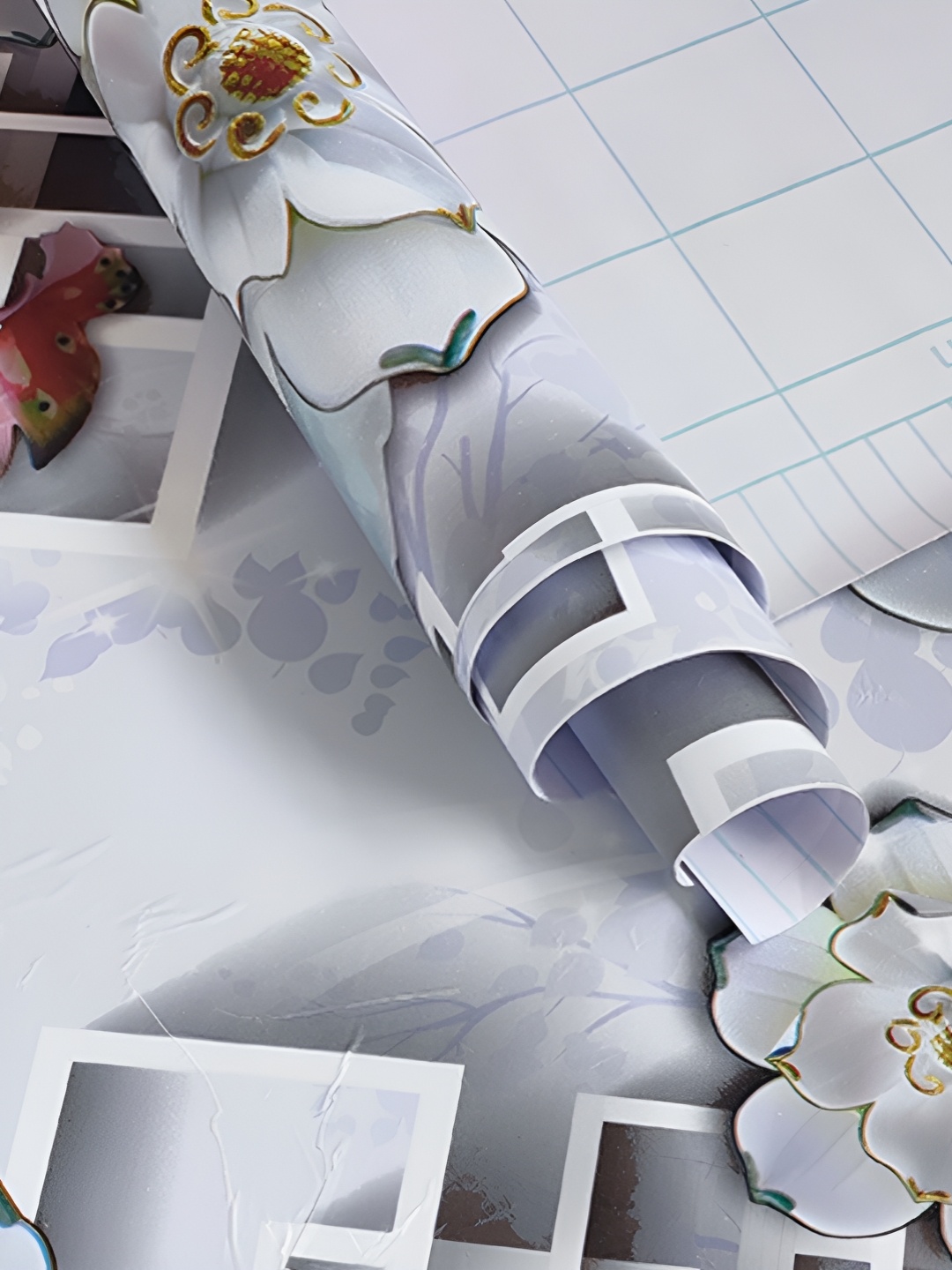 

ANNA CREATIONS White & Grey Printed Decorative Wallpaper
