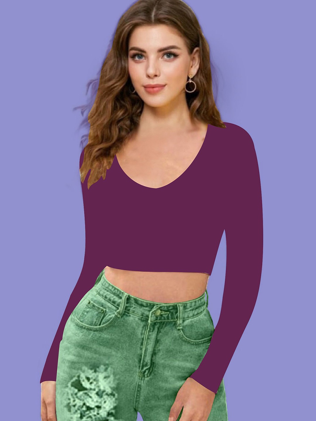 

Dream Beauty Fashion V-Neck Crop Top, Purple