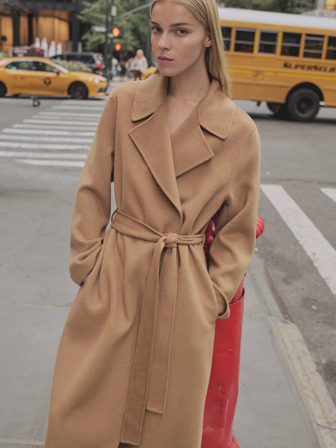 

MANGO Belted Longline Wrap Coat, Khaki