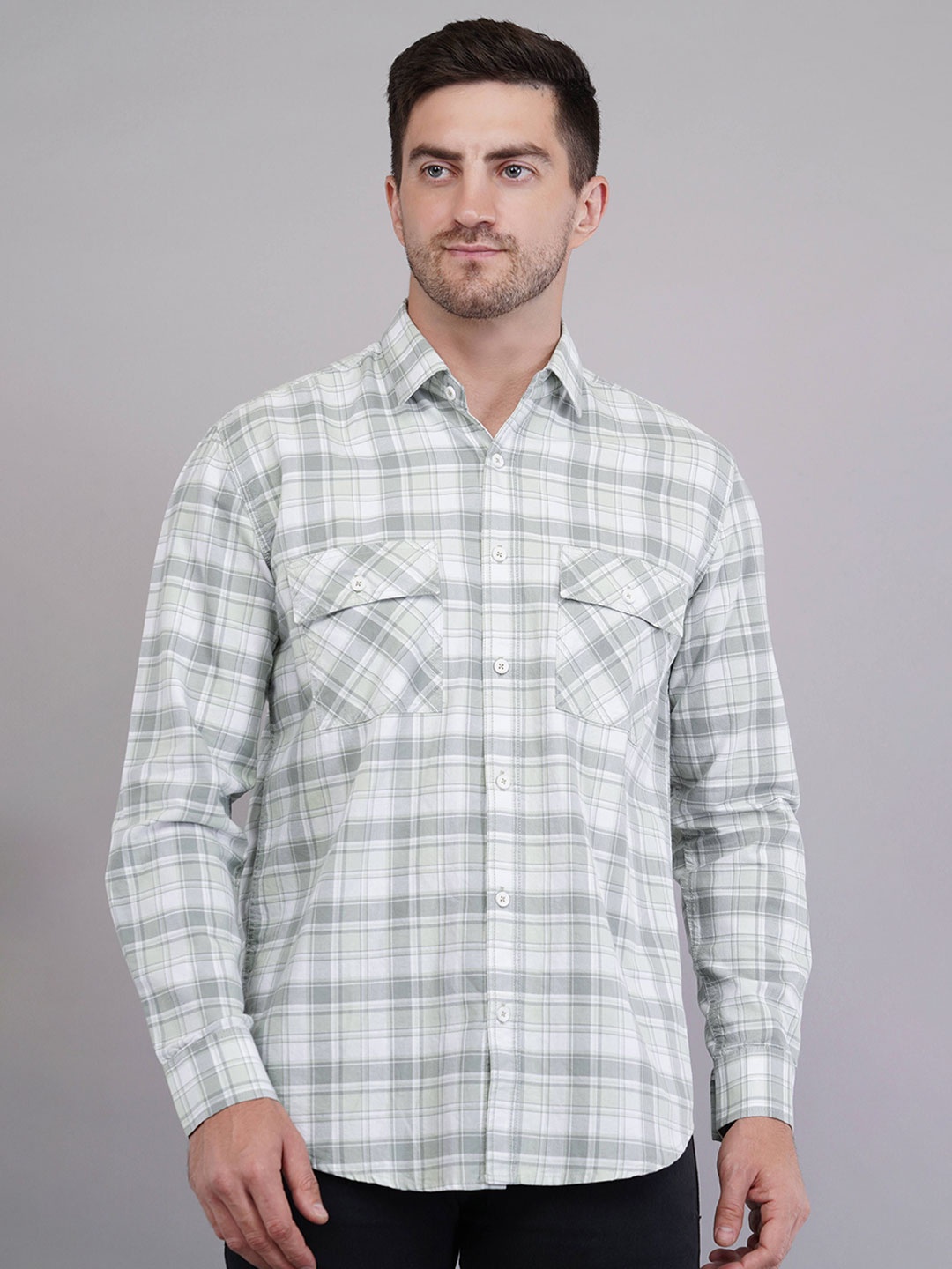 

Binioz Men Classic Tartan Checks Opaque Checked Casual Shirt, Sea green