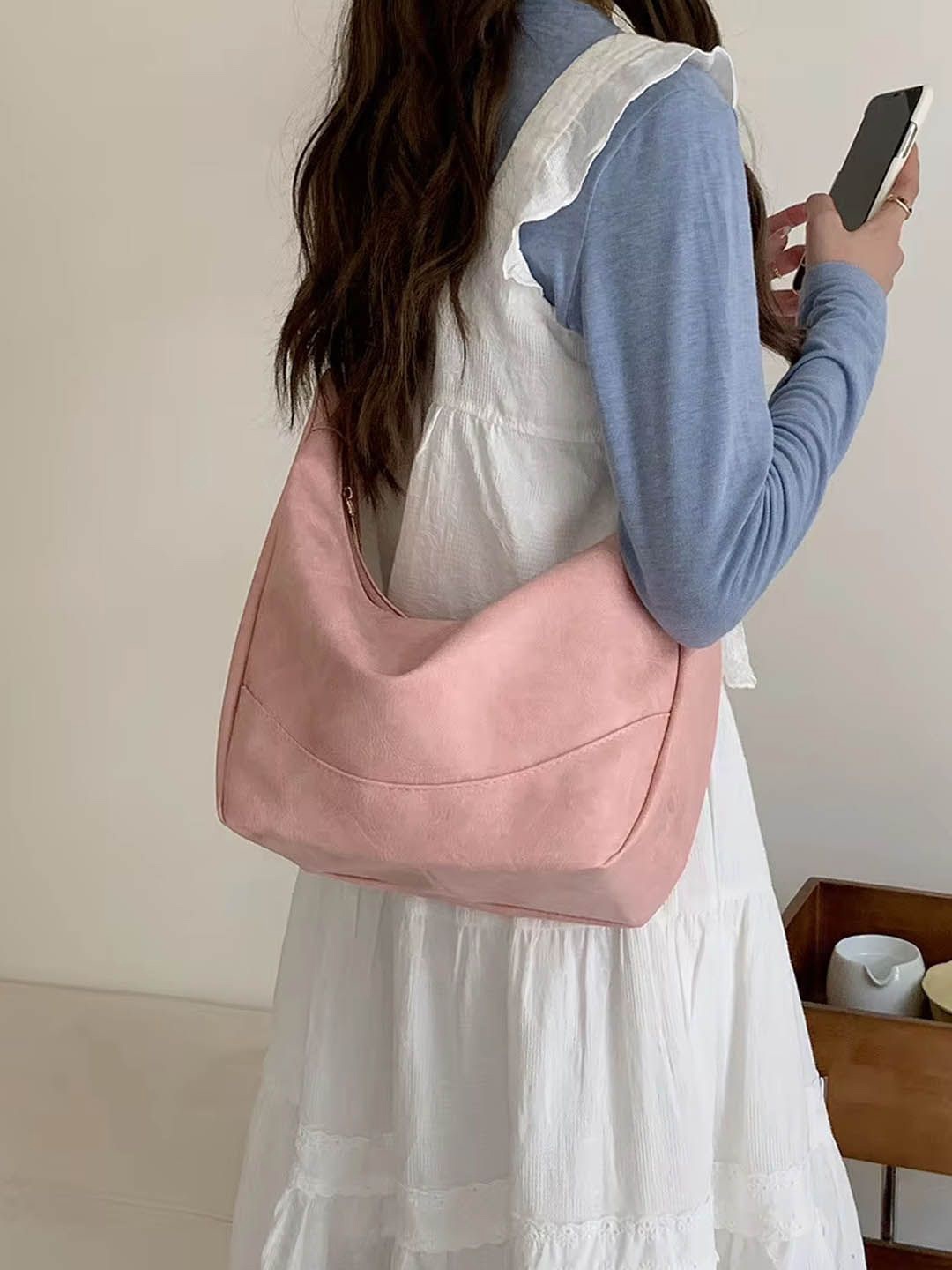

StyleCast Striped Shopper Hobo Bag with Fringed, Pink