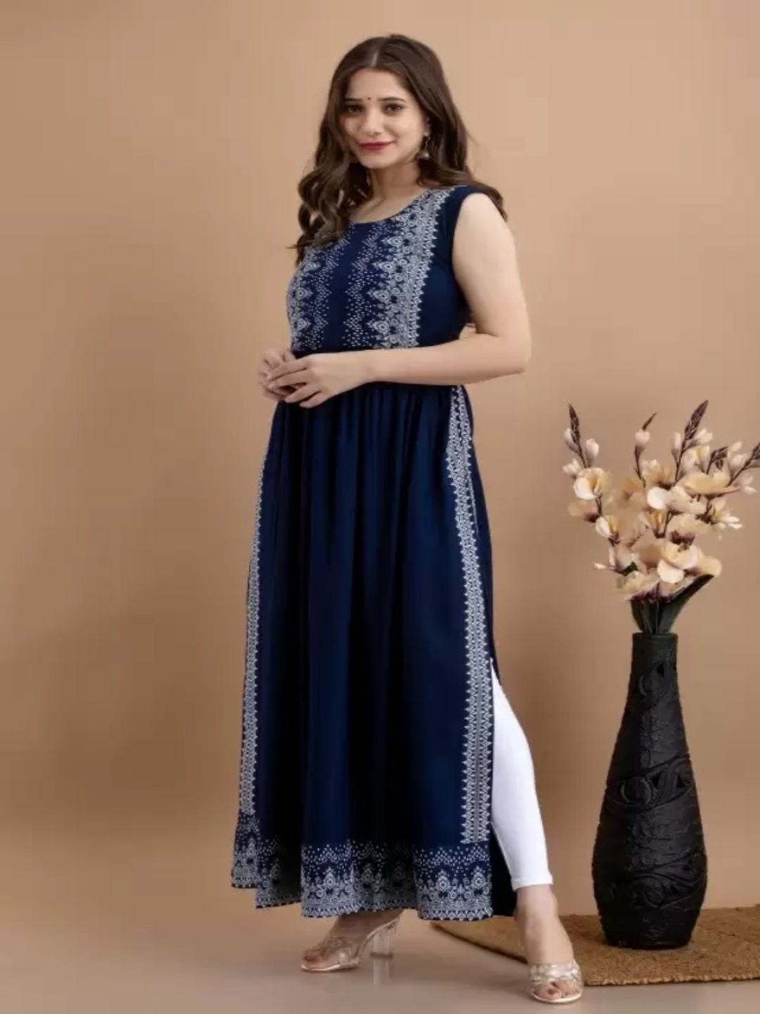 

UNIFY FASHION Ethnic Motifs Printed Anarkali Kurtas, Blue