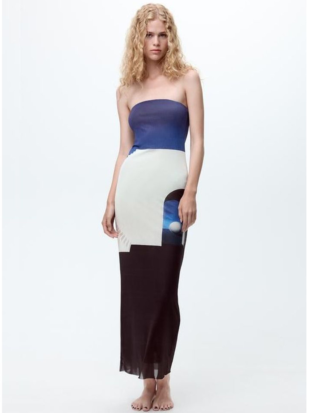 

LULU & SKY Printed Bandeau Maxi Dress, Blue