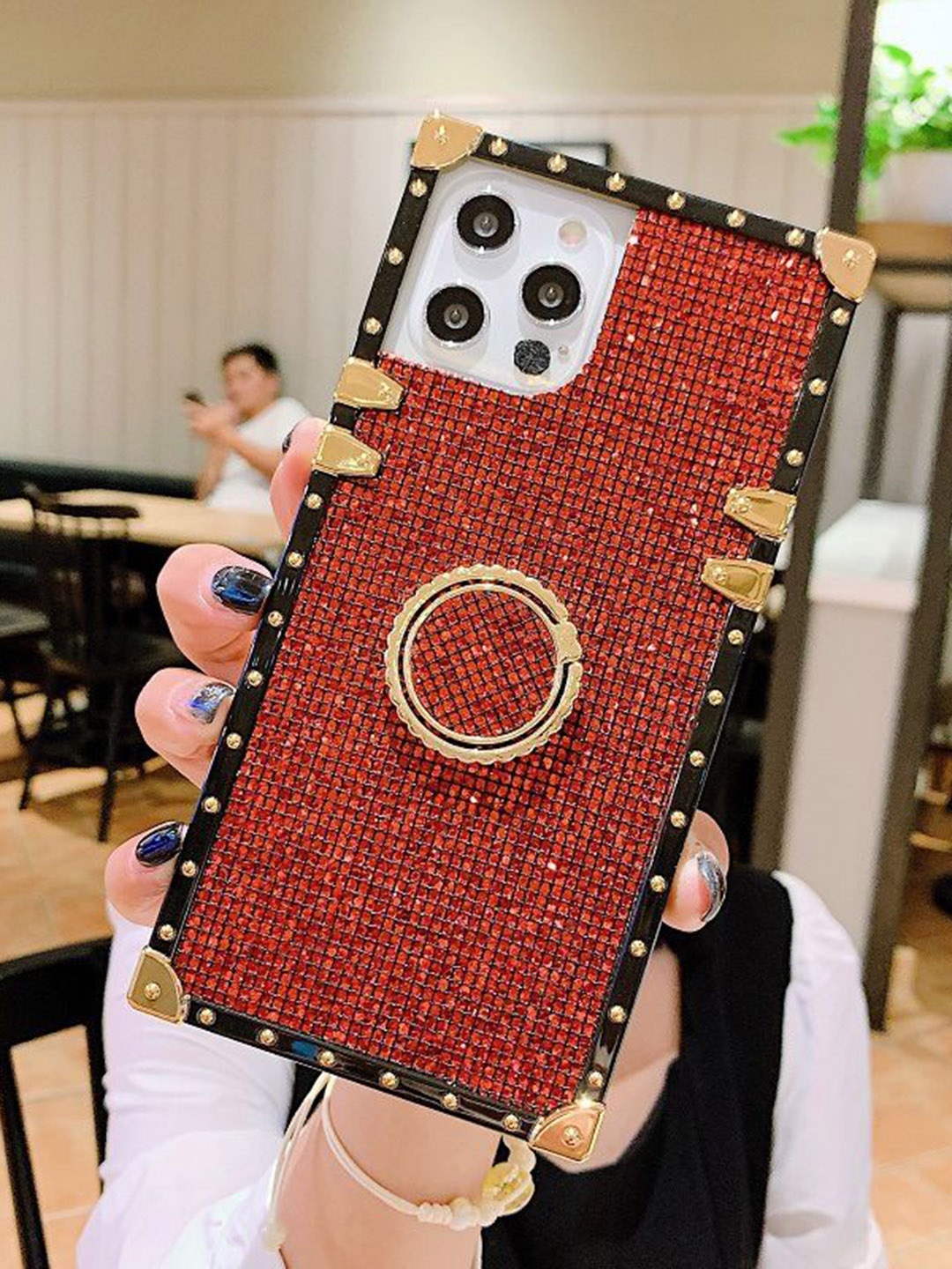 

Luxury Kase Solid Printed iPhone 13 Pro Back Case Mobile Accessories, Red