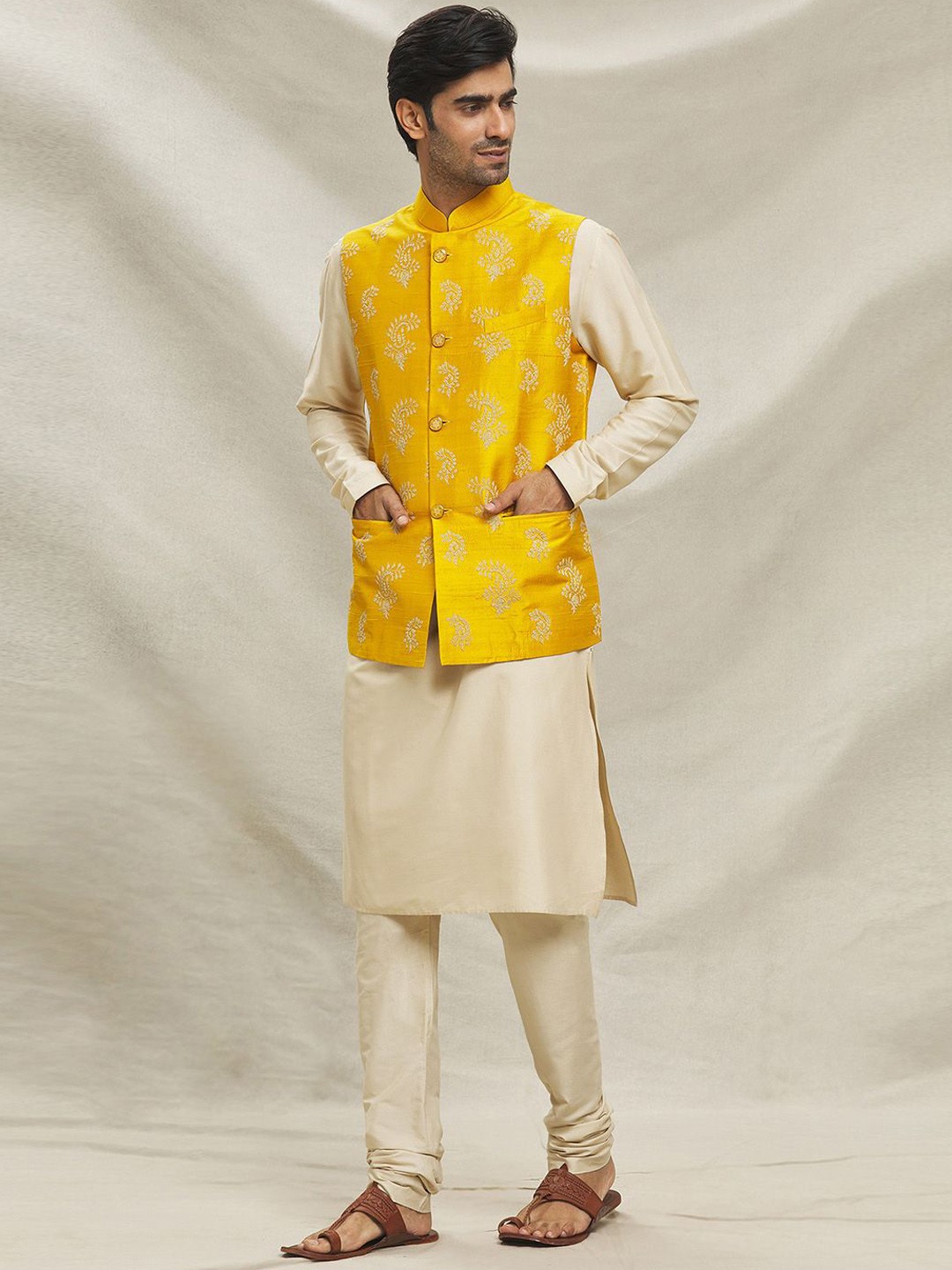 

Arihant Rai Sinha Men Regular Kurta with Trousers, Yellow