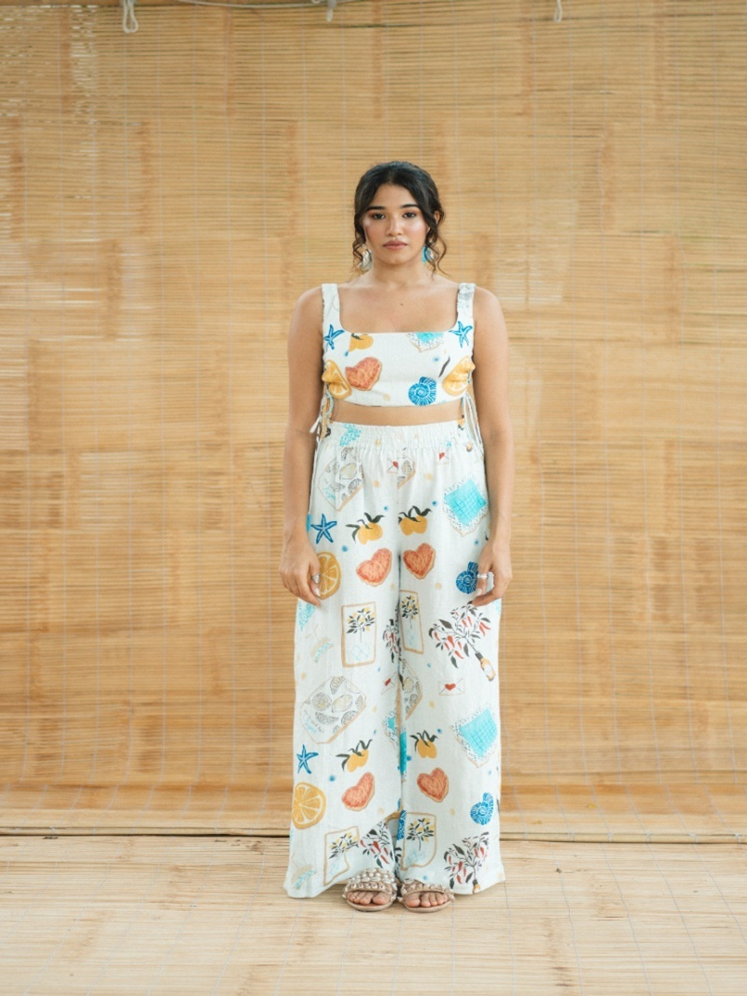 

LABEL SUGAR Women Printed Relaxed-Fit Regular Parallel Trousers, White