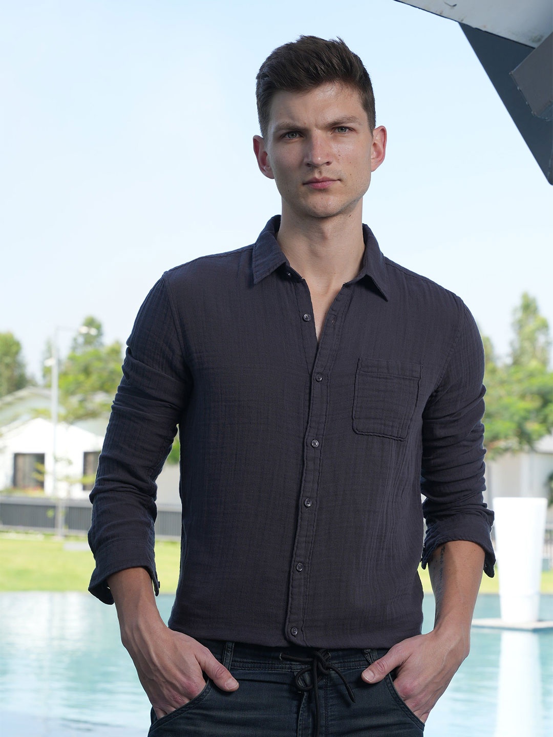 

Ward - Double Layered Shirt - Dk Grey