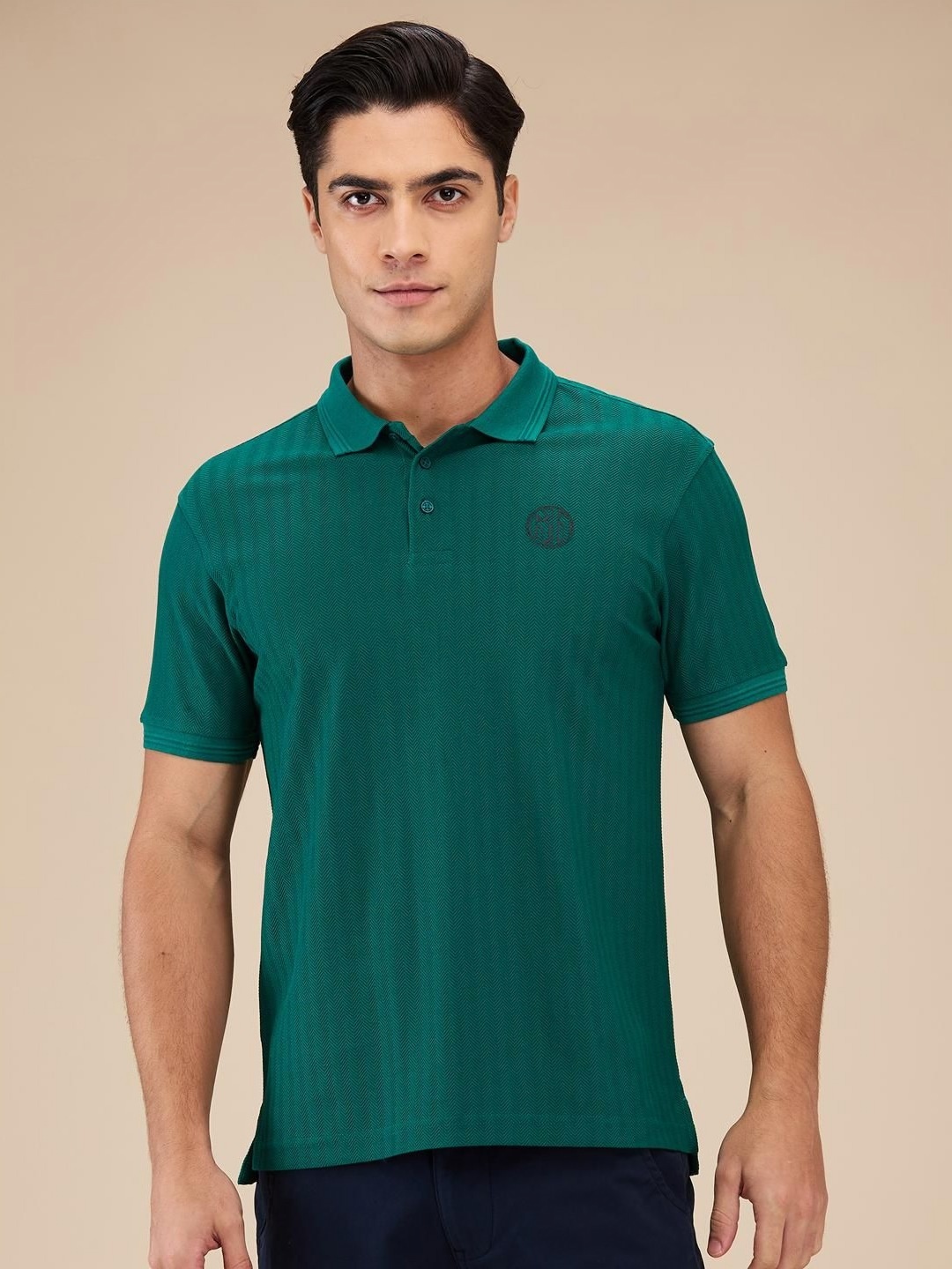 

Being Human Men Self Design Polo Collar Cotton T-shirt, Green