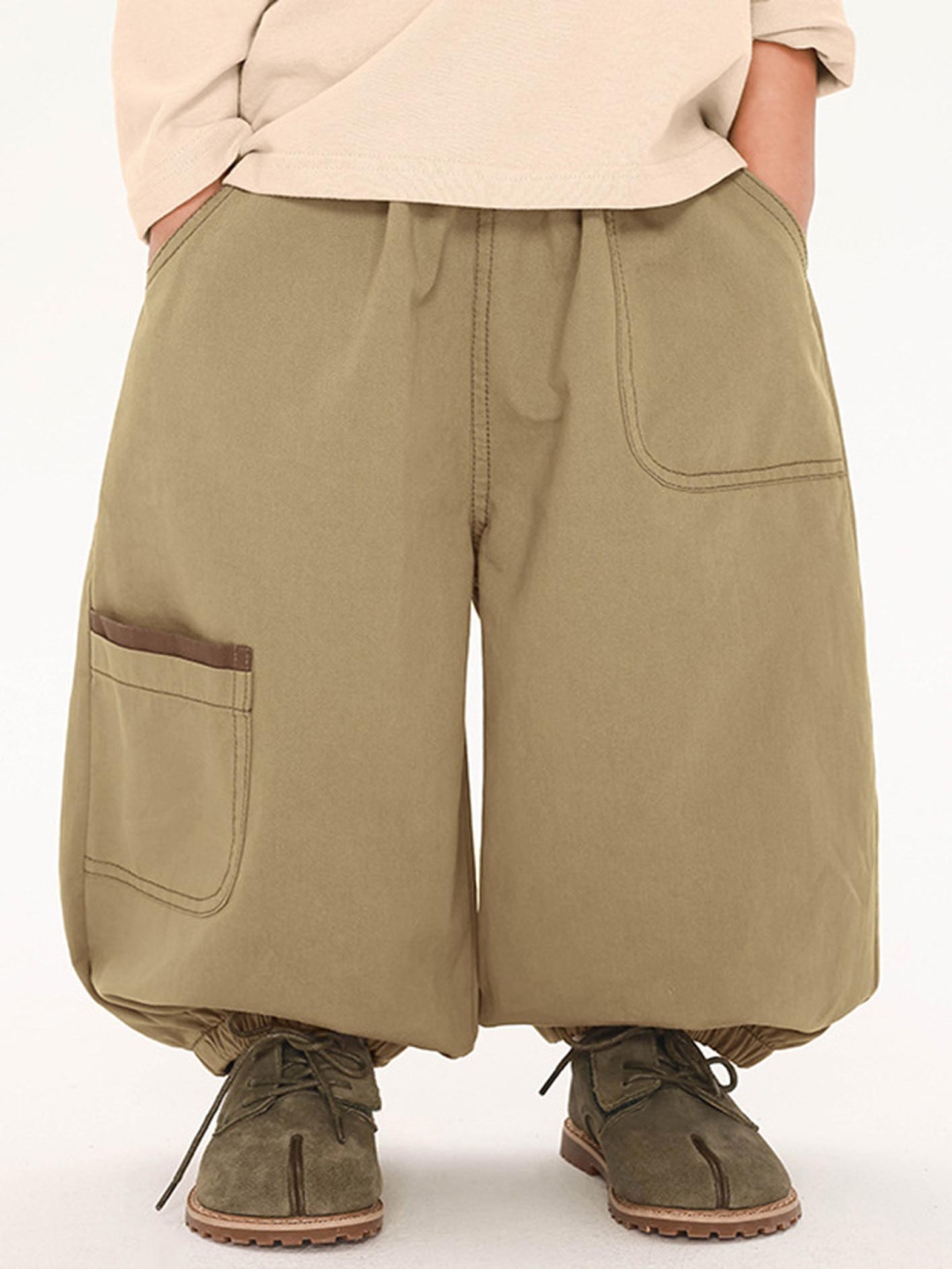 

LULU & SKY Boys Loose Fit Trousers, Khaki