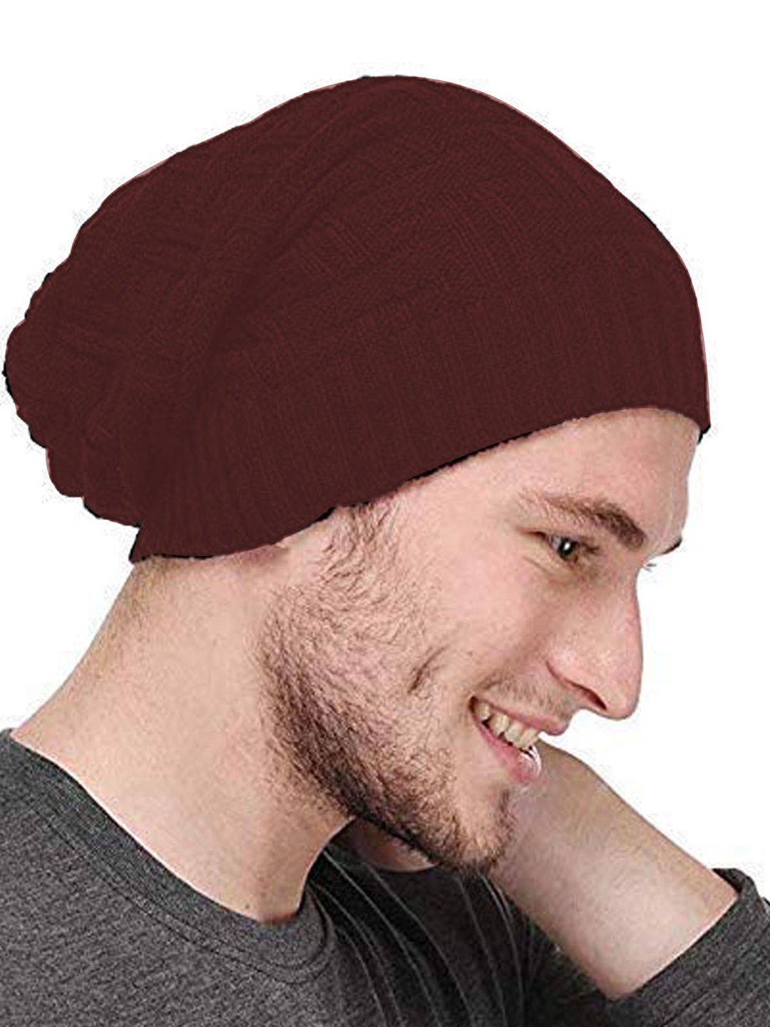 

Aadikart Men Woollen Beanie, Brown