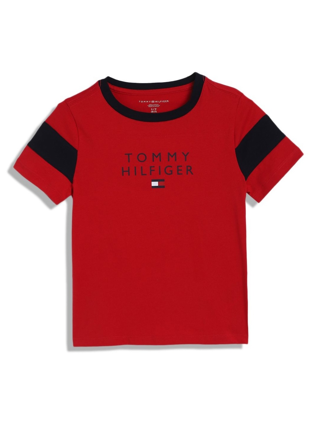 

Tommy Hilfiger Boys Typography Printed Round Neck Cotton T-shirt, Red