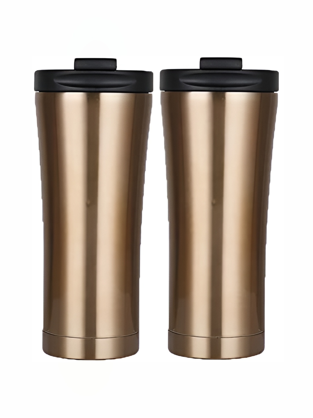 

We3 Gold-Toned Stainless Steel Glossy Tumbler With Sipper 500ml Each