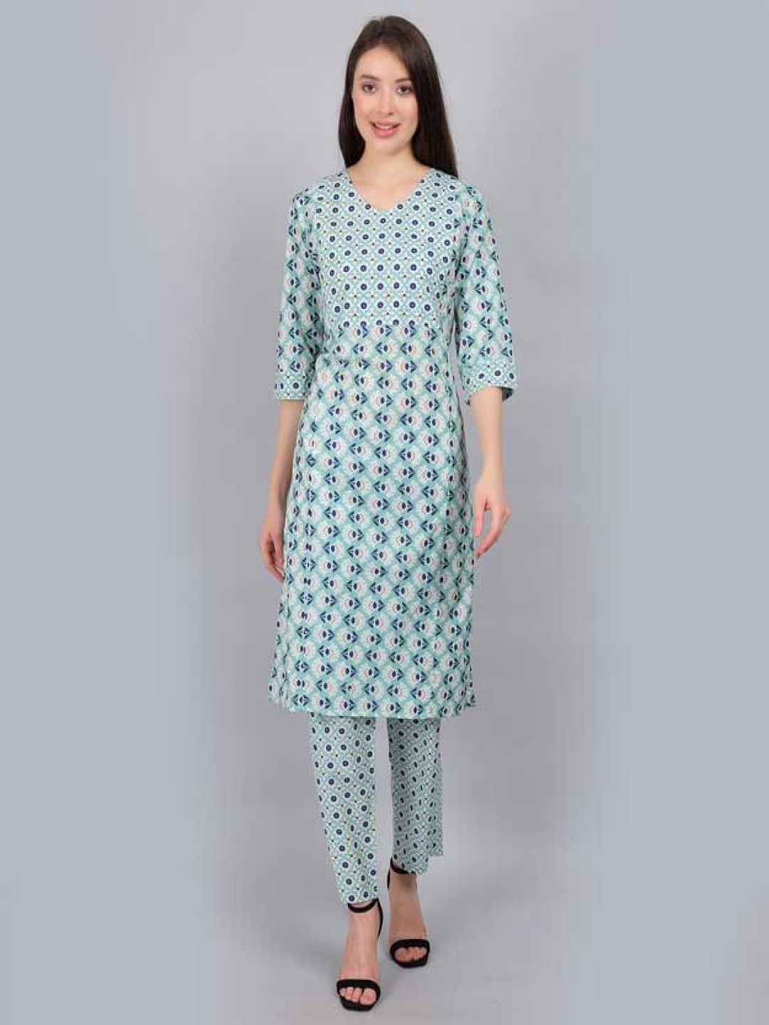 

Moms Ever Women Straight Feeding Kurta Set, Sea green