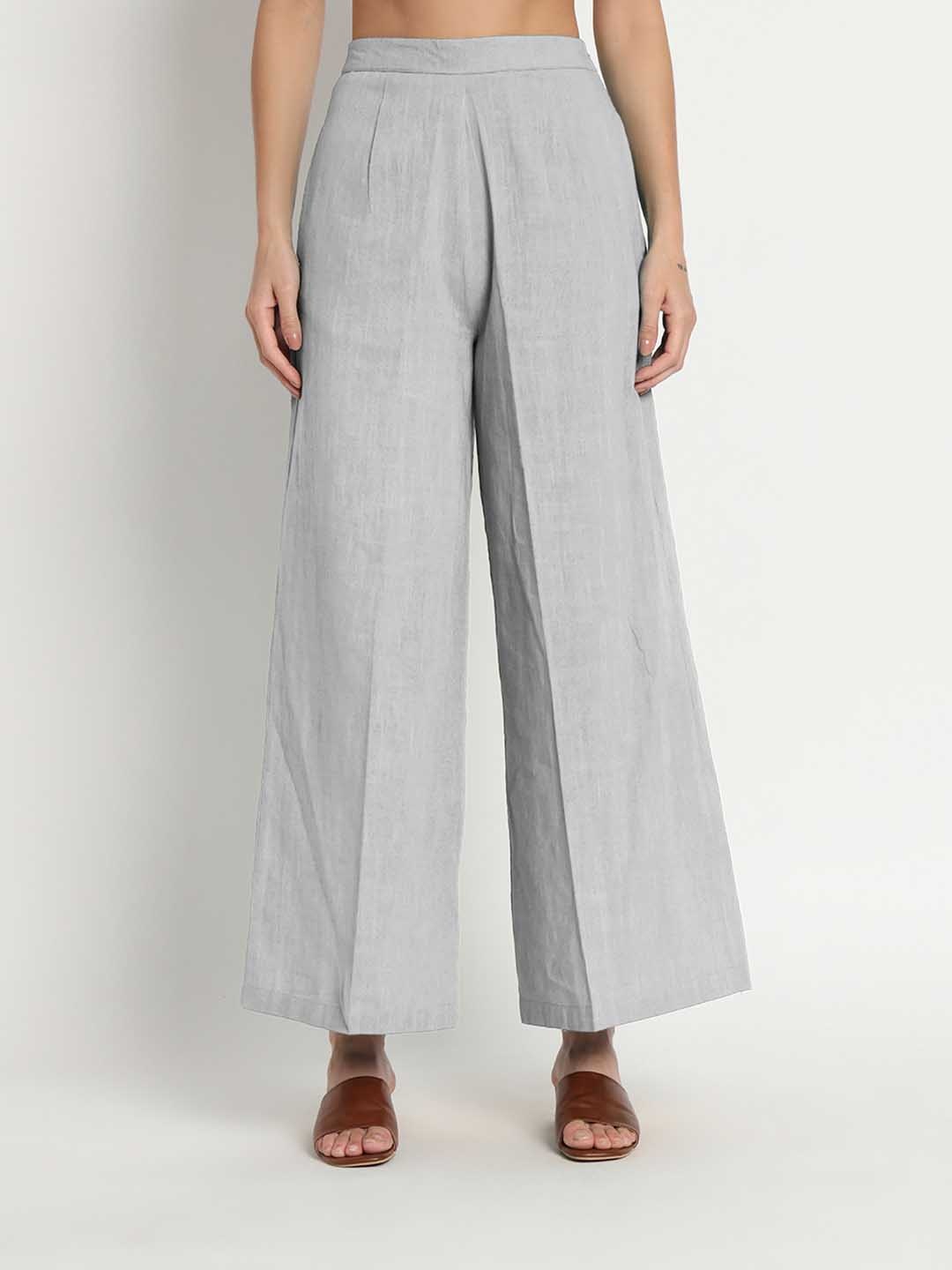 

Thevasa Pure Cotton Spaghetti Kurta & Palazzos Co-ord Set, Grey