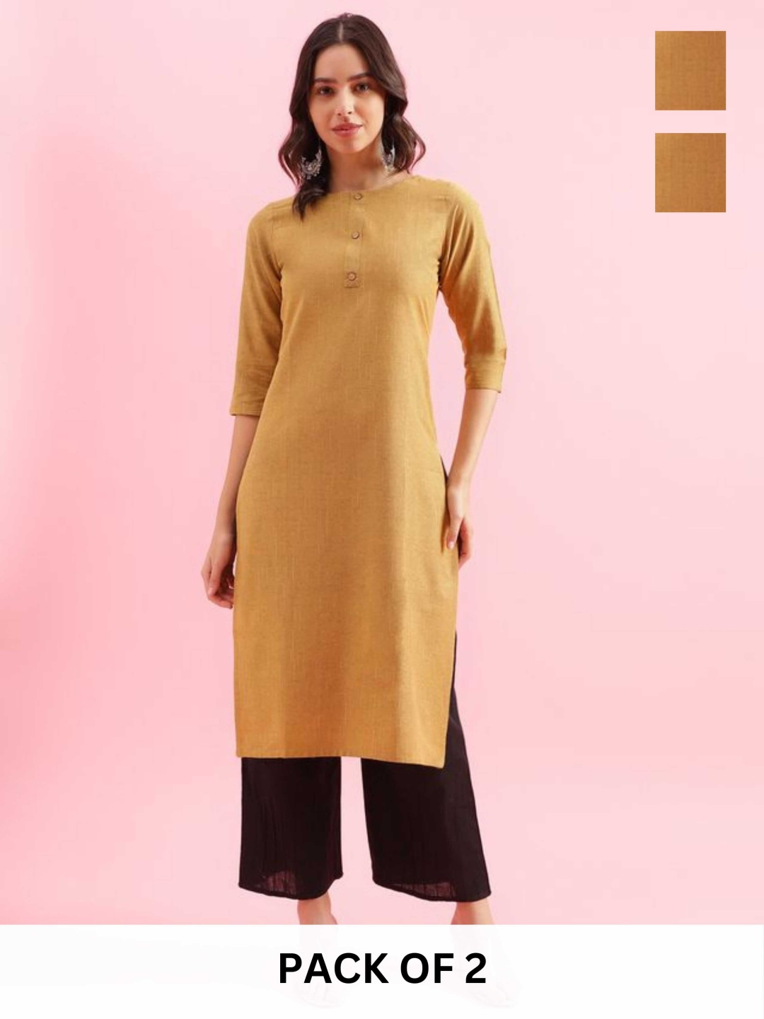 

KALINI Women Colourblocked Kurta, Mustard